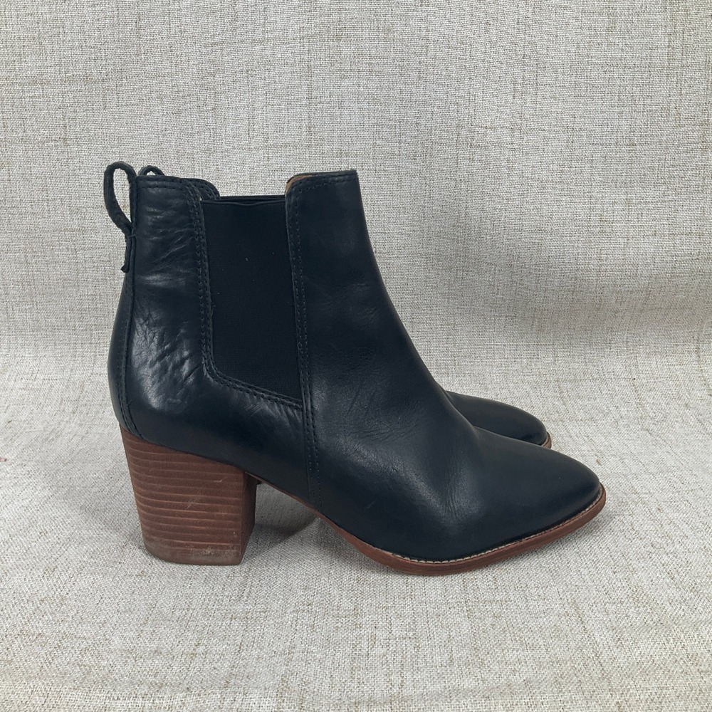 Madewell Chelsea Ankle Boots Womens 8 Black Leather Pointed Toe Classic‎